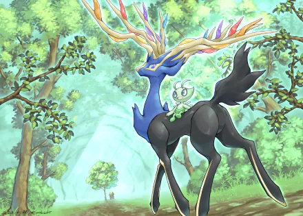 Xerneas (Pokémon) Celebi (Pokémon) video game Pokemon HD Desktop Wallpaper | Background Image