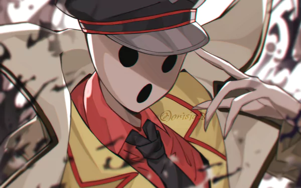 Pandora's Actor (Overlord) anime HD PC desktop wallpaper: masked figure in a military cap and ornate coat, dramatic shading and stylized background.