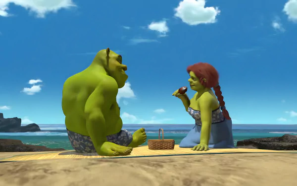  Shrek and Fiona on the beach
