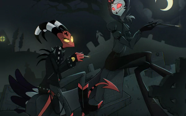 Stolas (Helluva Boss) Blitzo (Helluva Boss) TV Show helluva boss HD Desktop Wallpaper | Background Image