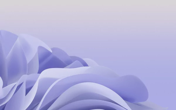 4K Ultra HD abstract desktop wallpaper featuring smooth, flowing shapes in soft lavender hues, inspired by Windows 11 technology design elements.