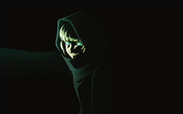 HD PC desktop wallpaper featuring Nazuna Nanakusa from the anime Call of the Night, with a dark, mysterious atmosphere and glowing eye highlights.