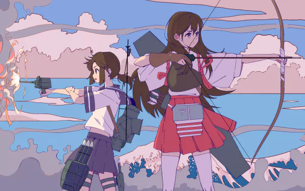 Akagi (Kancolle) Fubuki (Kancolle) Anime Kantai Collection HD Desktop Wallpaper | Background Image