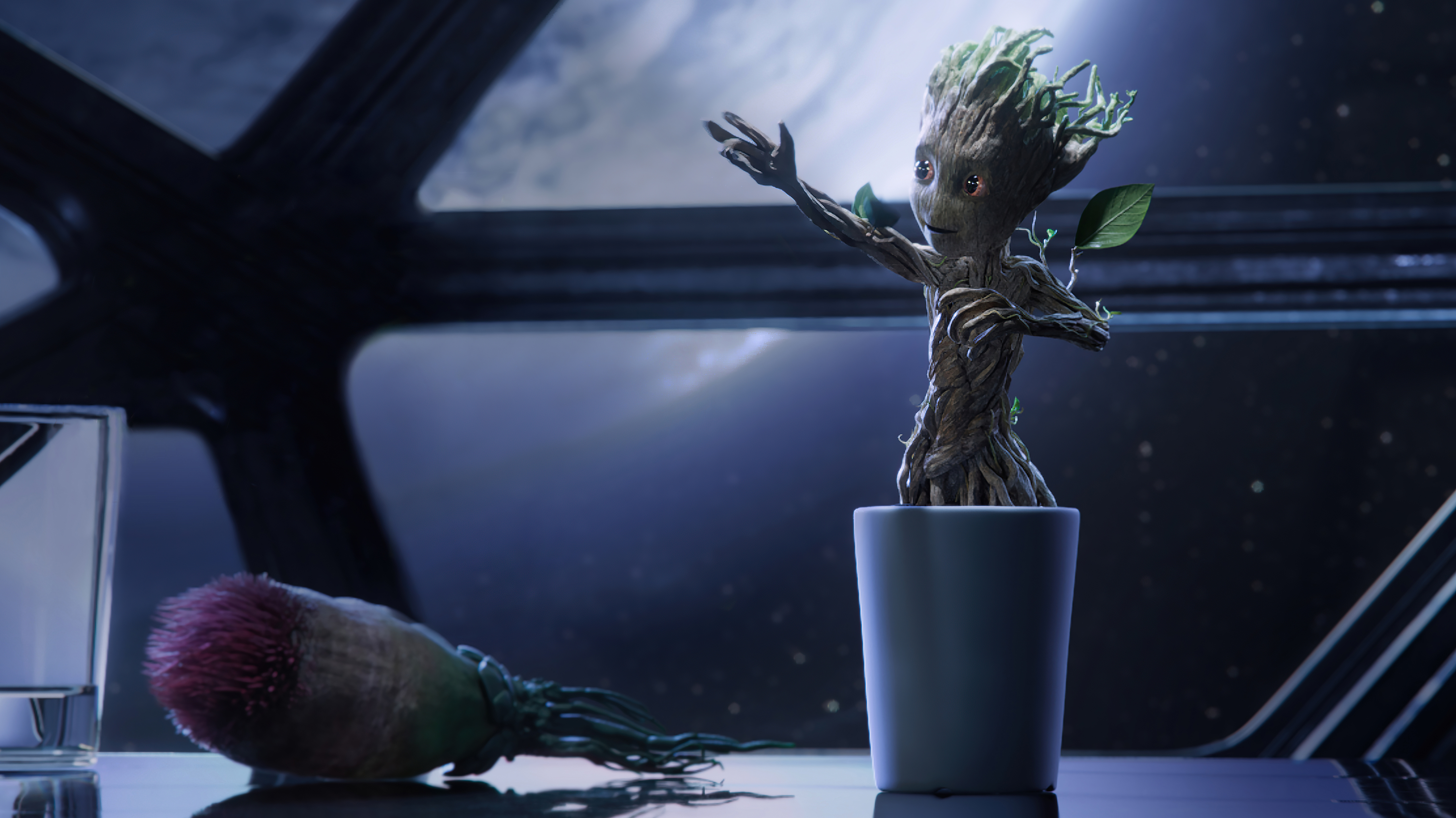 Baby Groot from the TV show I Am Groot is featured in this high-definition desktop wallpaper and background.