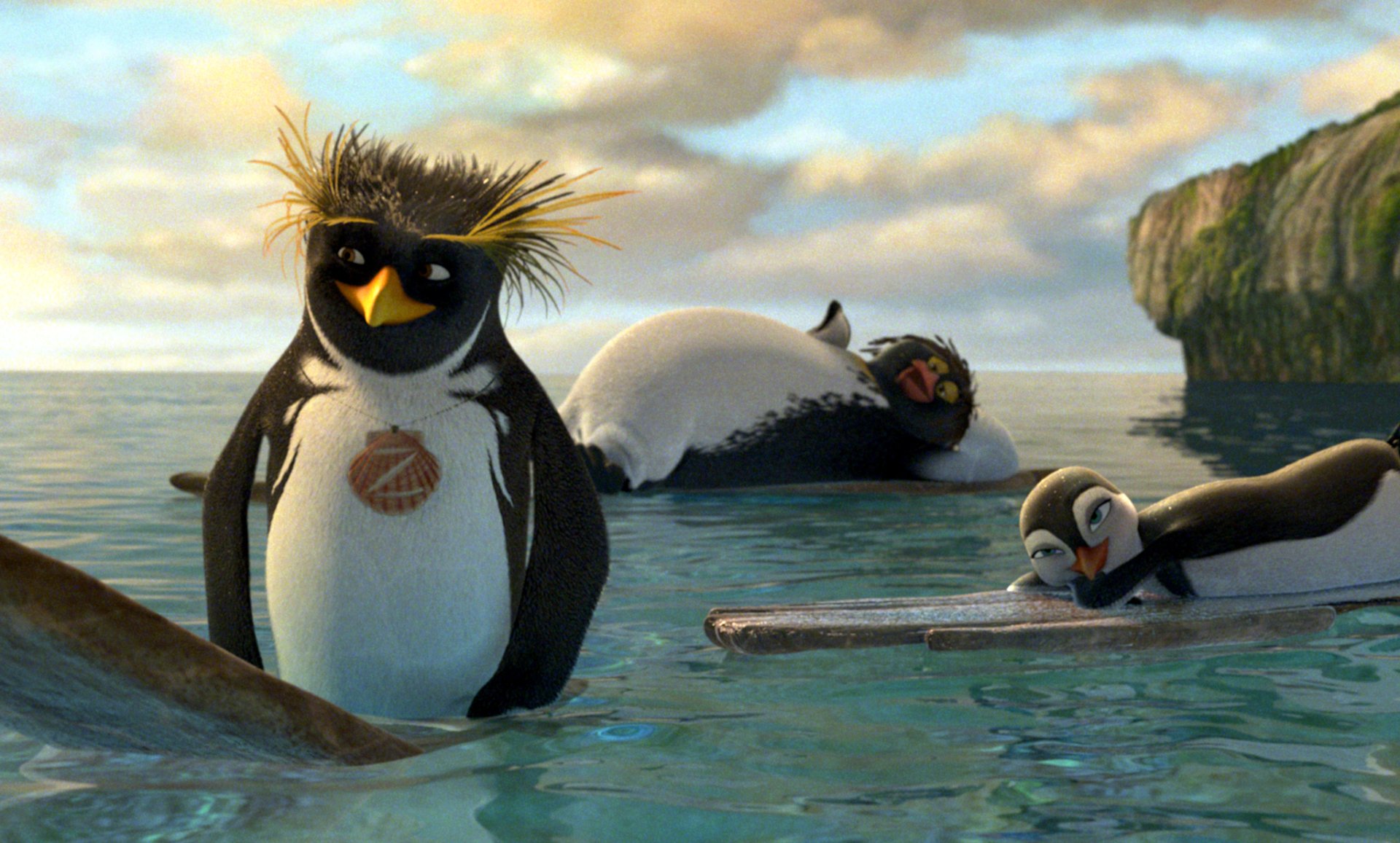 Download Surfboard Surfer Surfing Water Penguin Movie Surf's Up HD Wallpaper