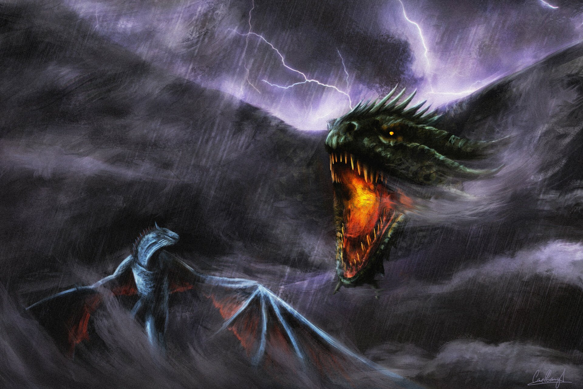 Download Fantasy Dragon HD Wallpaper by Caellaigh