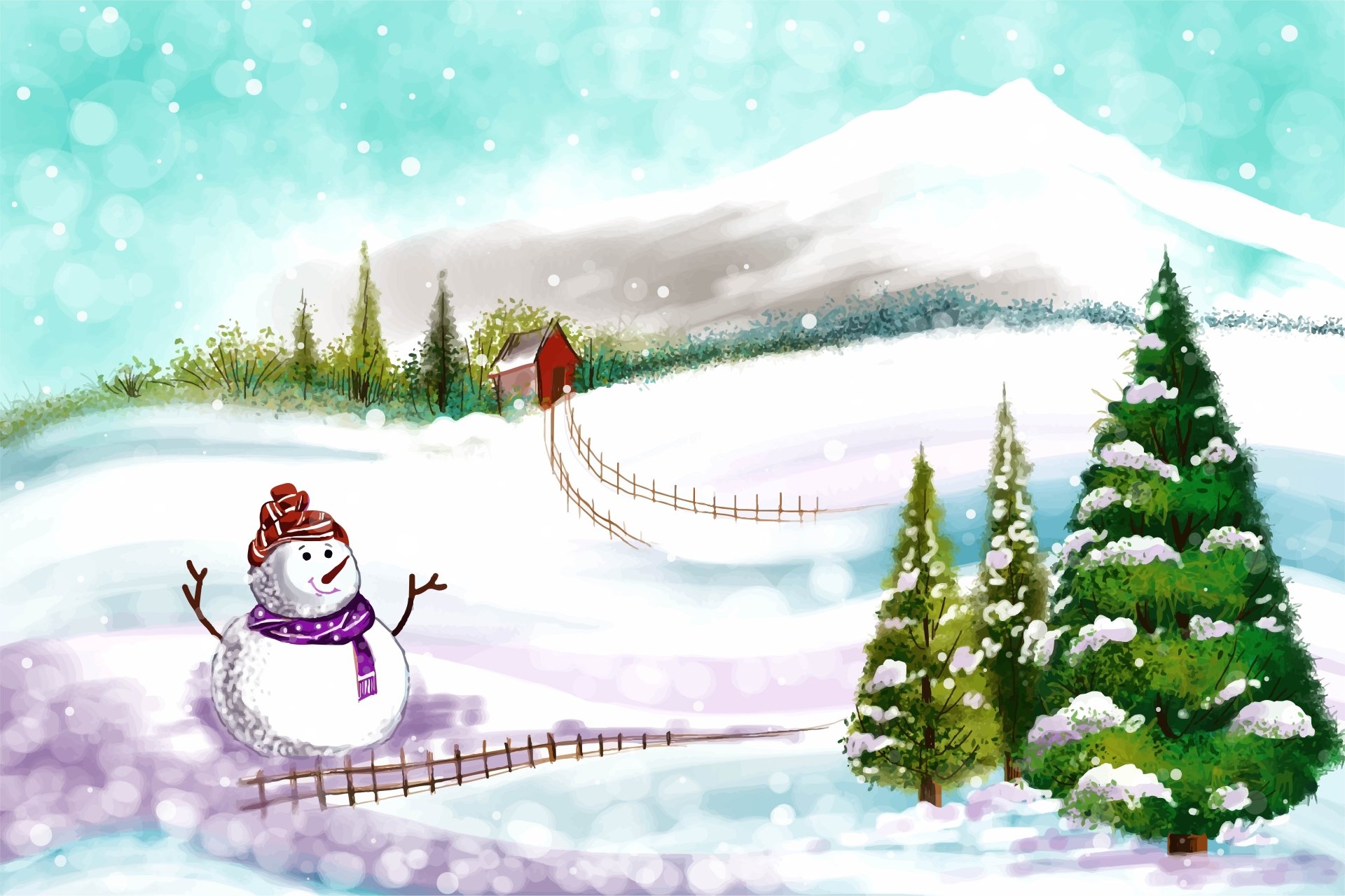 Download Artistic Snowman 8k Ultra HD Wallpaper