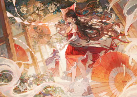 Reimu Hakurei Anime Touhou HD Desktop Wallpaper | Background Image