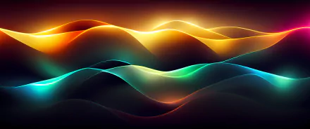 Abstract waves of colorful light flow smoothly across a dark background in this vibrant 4K Ultra HD PC desktop wallpaper and background.