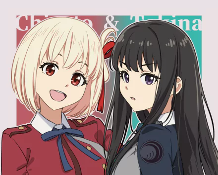 Takina Inoue Chisato Nishikigi Anime Lycoris Recoil HD Desktop Wallpaper | Background Image