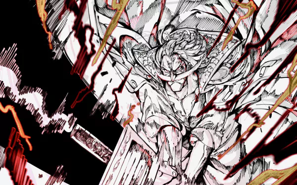 4K Ultra HD anime wallpaper featuring Edward Newgate from One Piece in a dynamic battle pose with striking black, white, and red lightning effects.