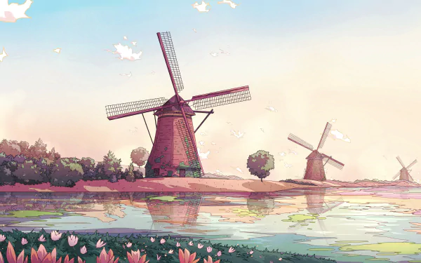 windmill artistic building HD Desktop Wallpaper | Background Image