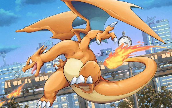 Charizard, the fire-breathing Pokémon, in a stunning HD desktop wallpaper.