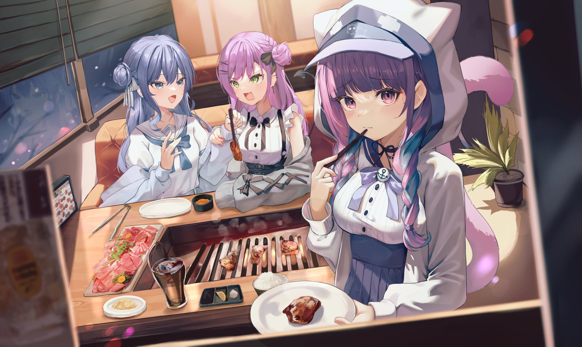 Download Tokoyami Towa Minato Aqua Hoshimachi Suisei Anime Virtual Youtuber 4k Ultra HD Wallpaper by GomBear