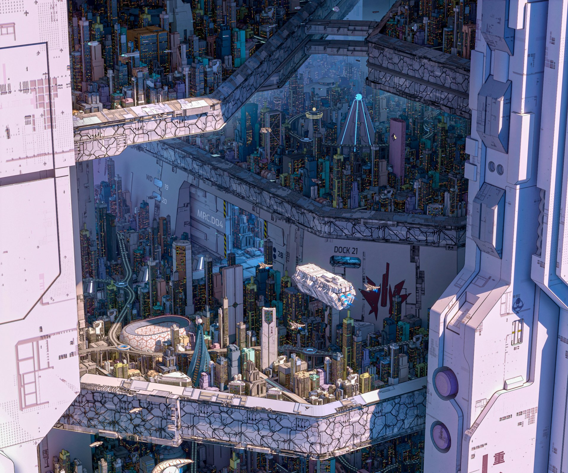 Download Sci Fi City Sci Fi City HD Wallpaper by Marcel Deneuve