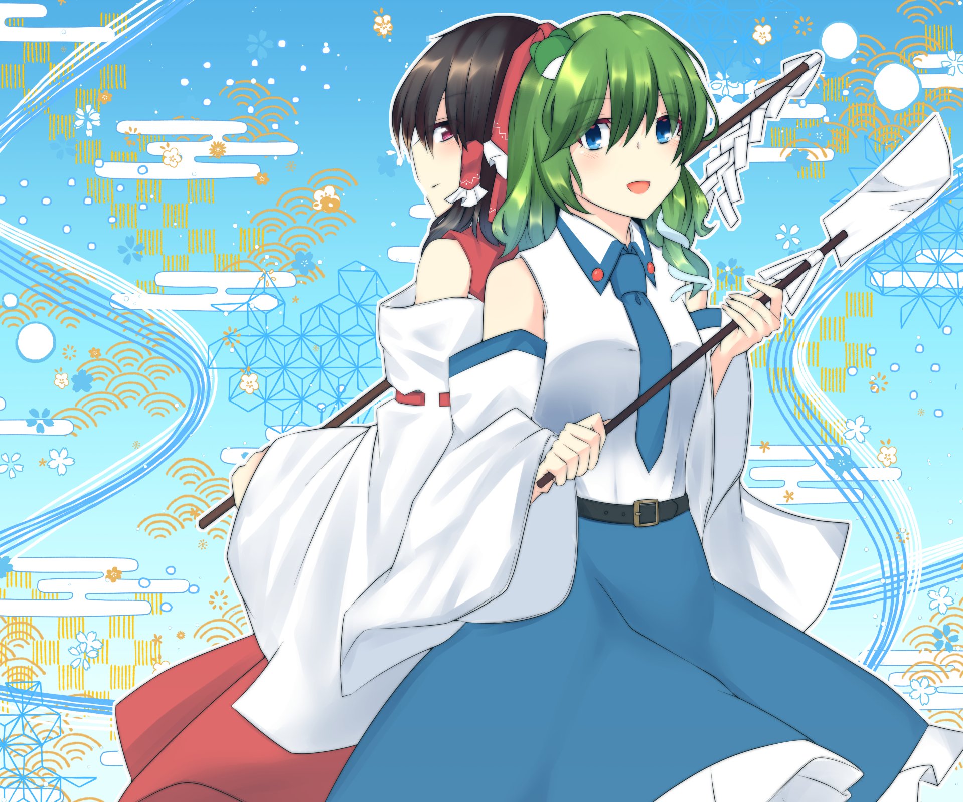 Download Sanae Kochiya Reimu Hakurei Anime Touhou 4k Ultra HD Wallpaper