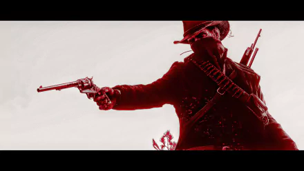 HD PC desktop wallpaper featuring Arthur Morgan from the video game Red Dead Redemption 2, depicted in a dramatic pose with a revolver and rifle.