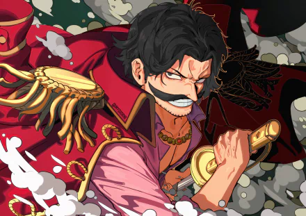 HD anime desktop wallpaper featuring Gol D. Roger from One Piece, showcasing him in dynamic pose with a bold expression and vibrant, detailed colors.