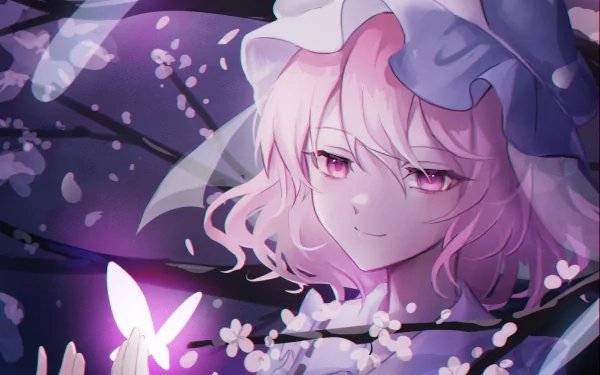 Yuyuko Saigyouji from Touhou in a captivating HD desktop wallpaper, featuring intricate details and vibrant colors.