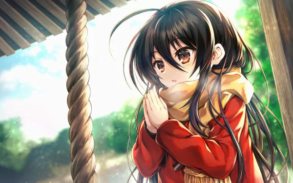 Shana from Shakugan No Shana in a dynamic pose against a fiery background, perfect for an HD desktop wallpaper.
