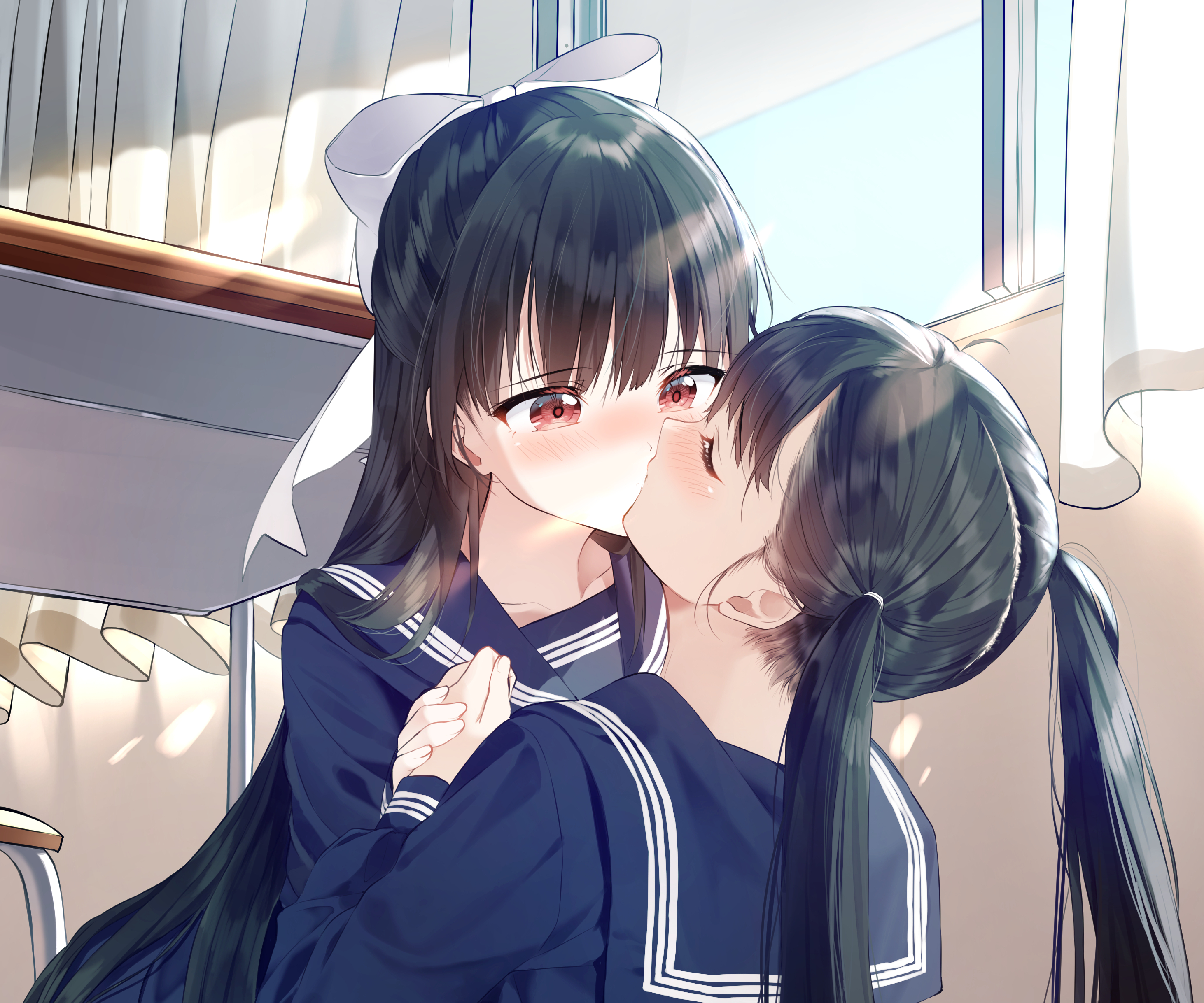 Anime couple kissing HD wallpaper