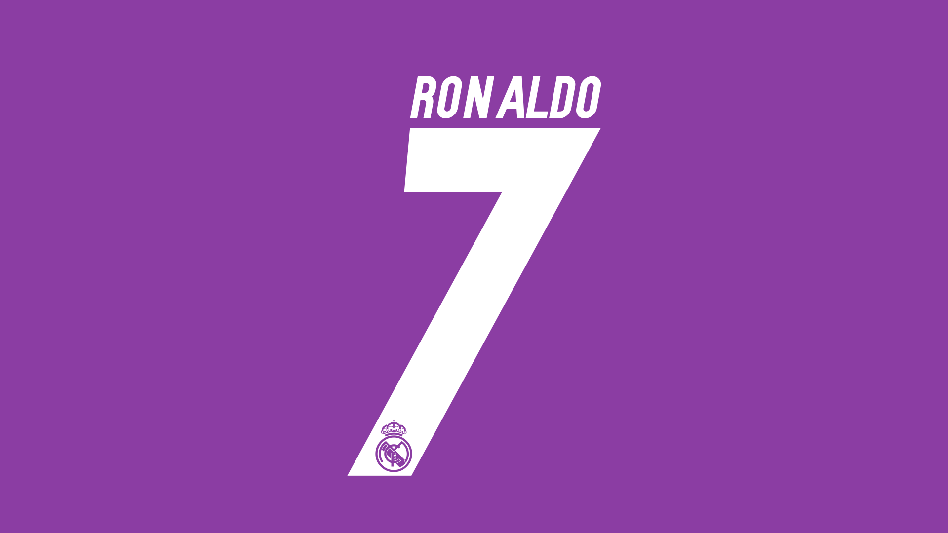 4K Ultra HD wallpaper featuring Cristiano Ronaldo's iconic number 7 jersey from Real Madrid C.F., set against a bold purple background.
