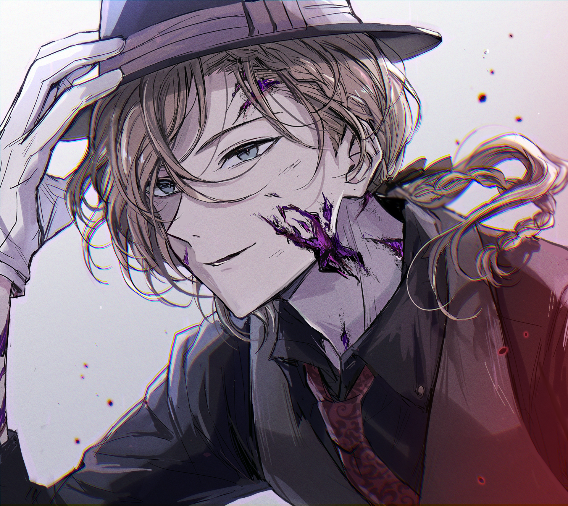 HD anime desktop wallpaper featuring Paul Verlaine from Bungou Stray Dogs, showcasing his detailed expression and signature artistic style.