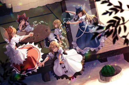 Sunny Milk Star Sapphire Luna Child Marisa Kirisame Reimu Hakurei Anime Touhou HD Desktop Wallpaper | Background Image