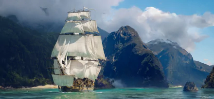 fantasy ship HD Desktop Wallpaper | Background Image