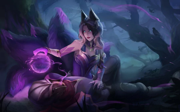 Stunning Ahri desktop wallpaper from League of Legends, featuring a beautiful and mesmerizing design perfect for any fan's background.