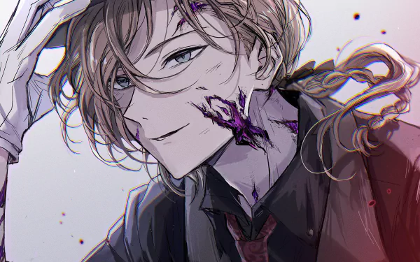 HD anime desktop wallpaper featuring Paul Verlaine from Bungou Stray Dogs, showcasing his detailed expression and signature artistic style.