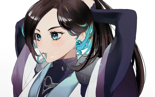 HD PC desktop wallpaper featuring Sage from the video game Valorant, showcasing her with a focused expression and dynamic pose.