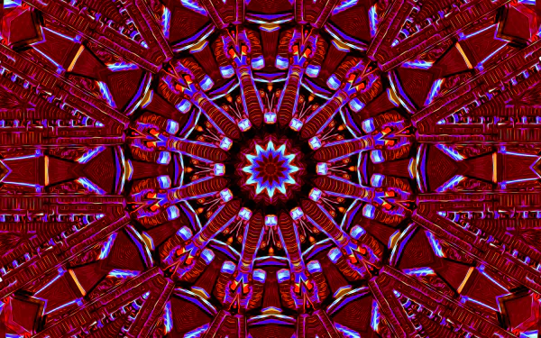  Pink, Red and Blue Kaleidoscope Art