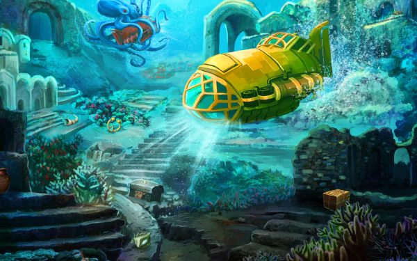 A mesmerizing underwater fantasy scene set as an HD desktop wallpaper and background.