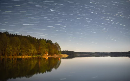 lake nature star trail HD Desktop Wallpaper | Background Image