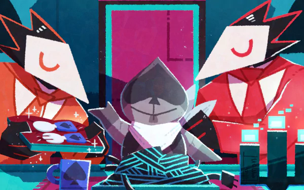 4K Ultra HD PC desktop wallpaper featuring Lancer from the video game Deltarune, shown with vibrant colors and stylized geometric designs.