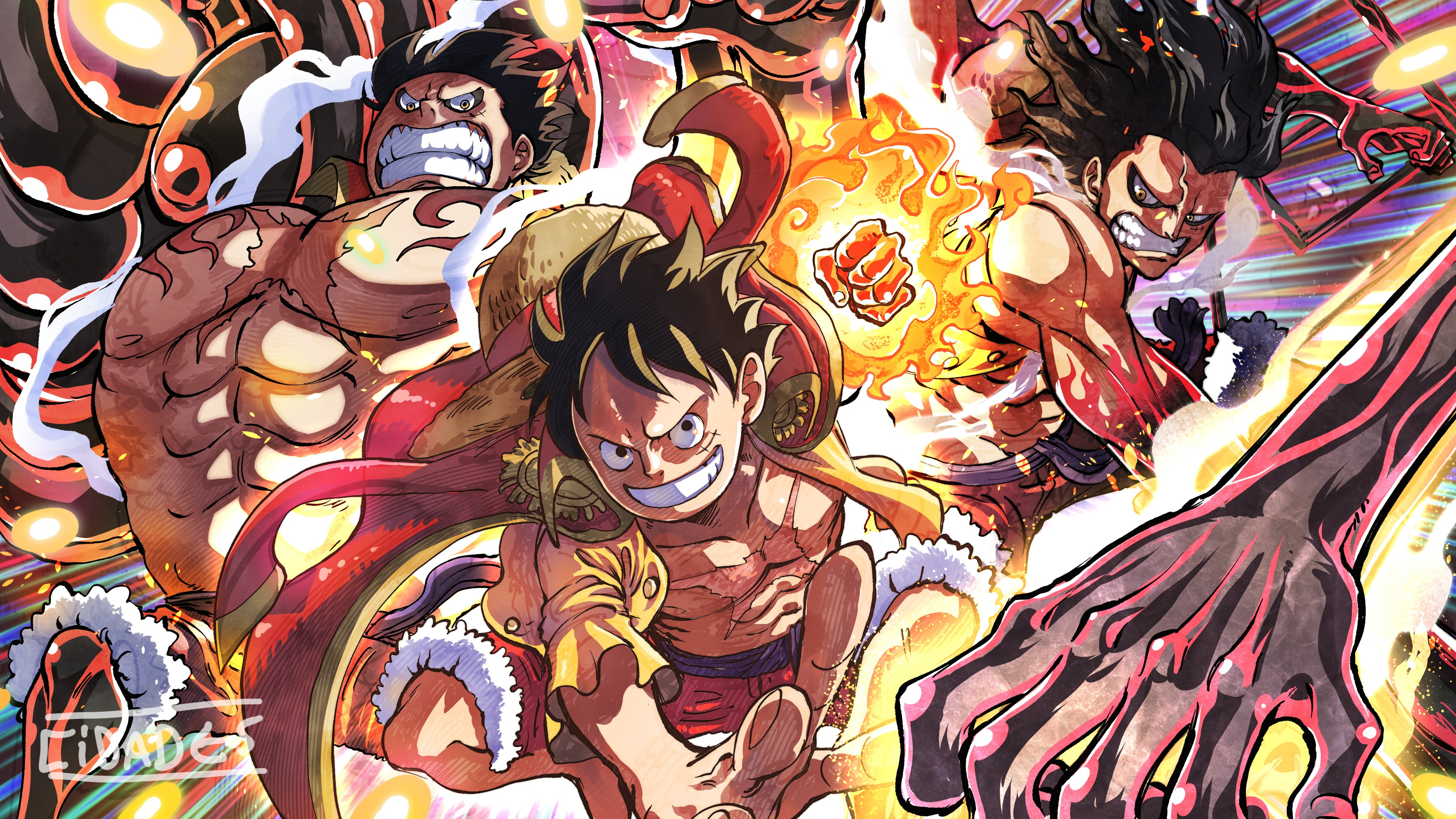 Live wallpaper Luffy Gear 5 with holding lighting One Piece DOWNLOAD