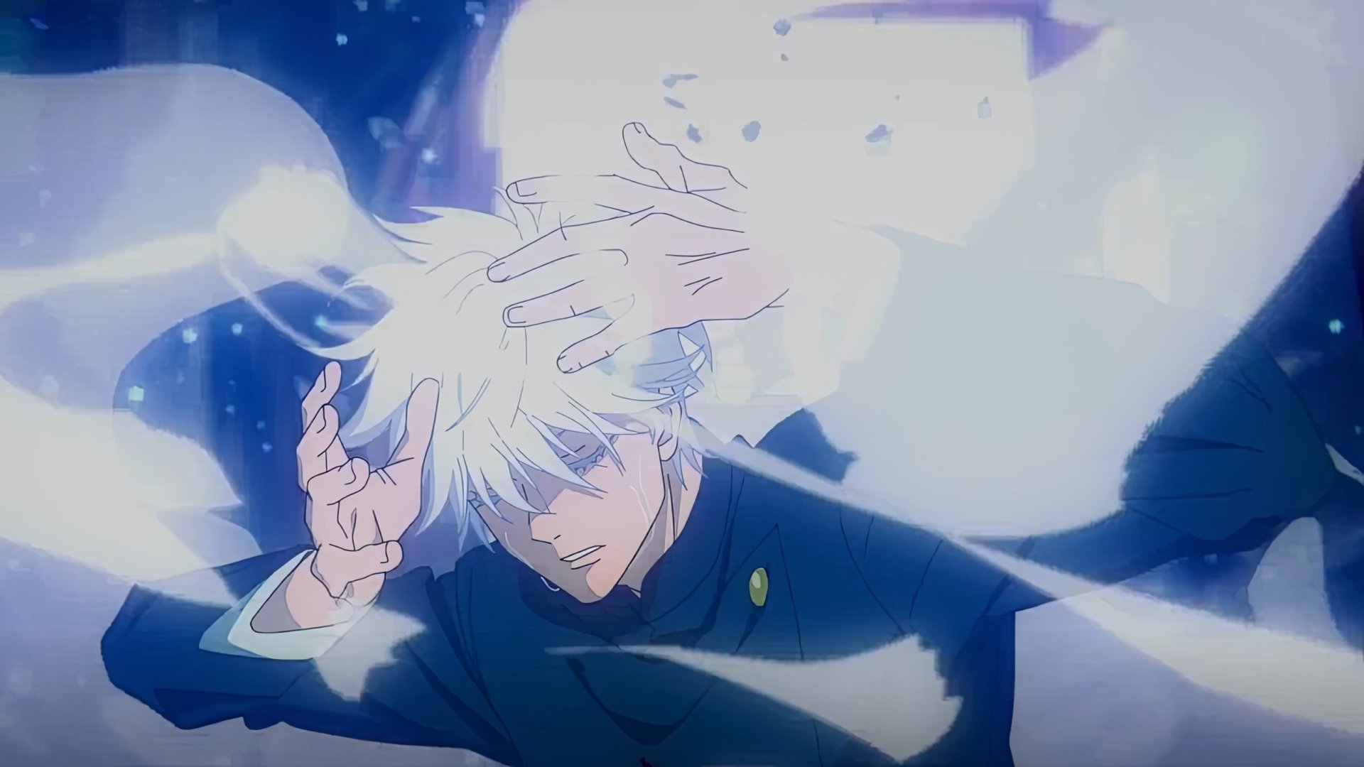 Satoru Gojo from Jujutsu Kaisen showcases his powers in this dynamic HD wallpaper. The vibrant anime art captures the energy of the 2nd season perfectly.