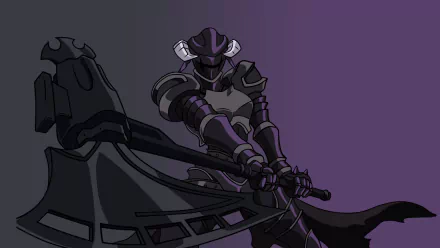 HD PC desktop wallpaper featuring a dark armored demon warrior wielding a large axe, inspired by the anime Overlord: The Undead King.