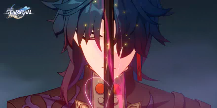 HD desktop wallpaper featuring a character from Honkai: Star Rail, depicting a close-up of Blade with a glowing sword.