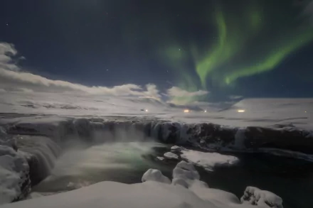 Iceland aurora borealis nature Goðafoss HD Desktop Wallpaper | Background Image