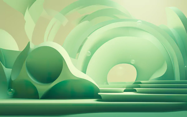 An abstract green aesthetic image featuring smooth, rounded shapes and organic forms, creating a tranquil atmosphere. This HD wallpaper enhances any digital background with its artistic design.