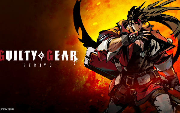 HD Guilty Gear -Strive- wallpaper featuring a dynamic character pose with fiery background.