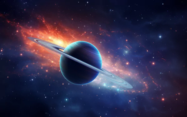 HD desktop wallpaper featuring the planet Saturn set against a vibrant, star-filled galaxy, embodying a spectacular sci-fi universe theme.