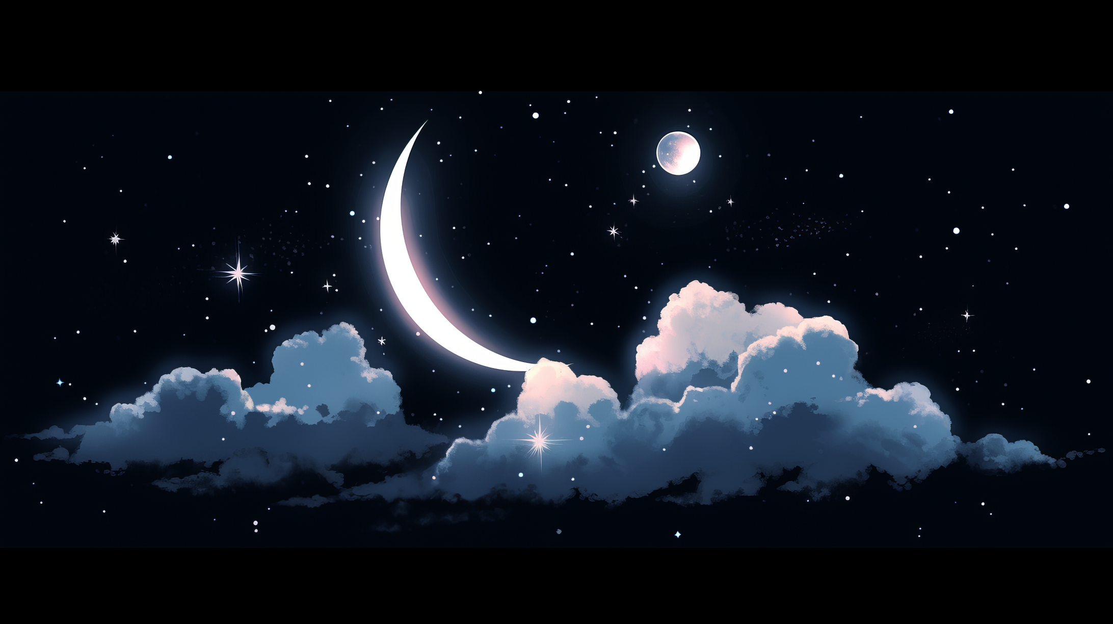 Crescent Moon and Stars HD Wallpaper by Laxmonaut
