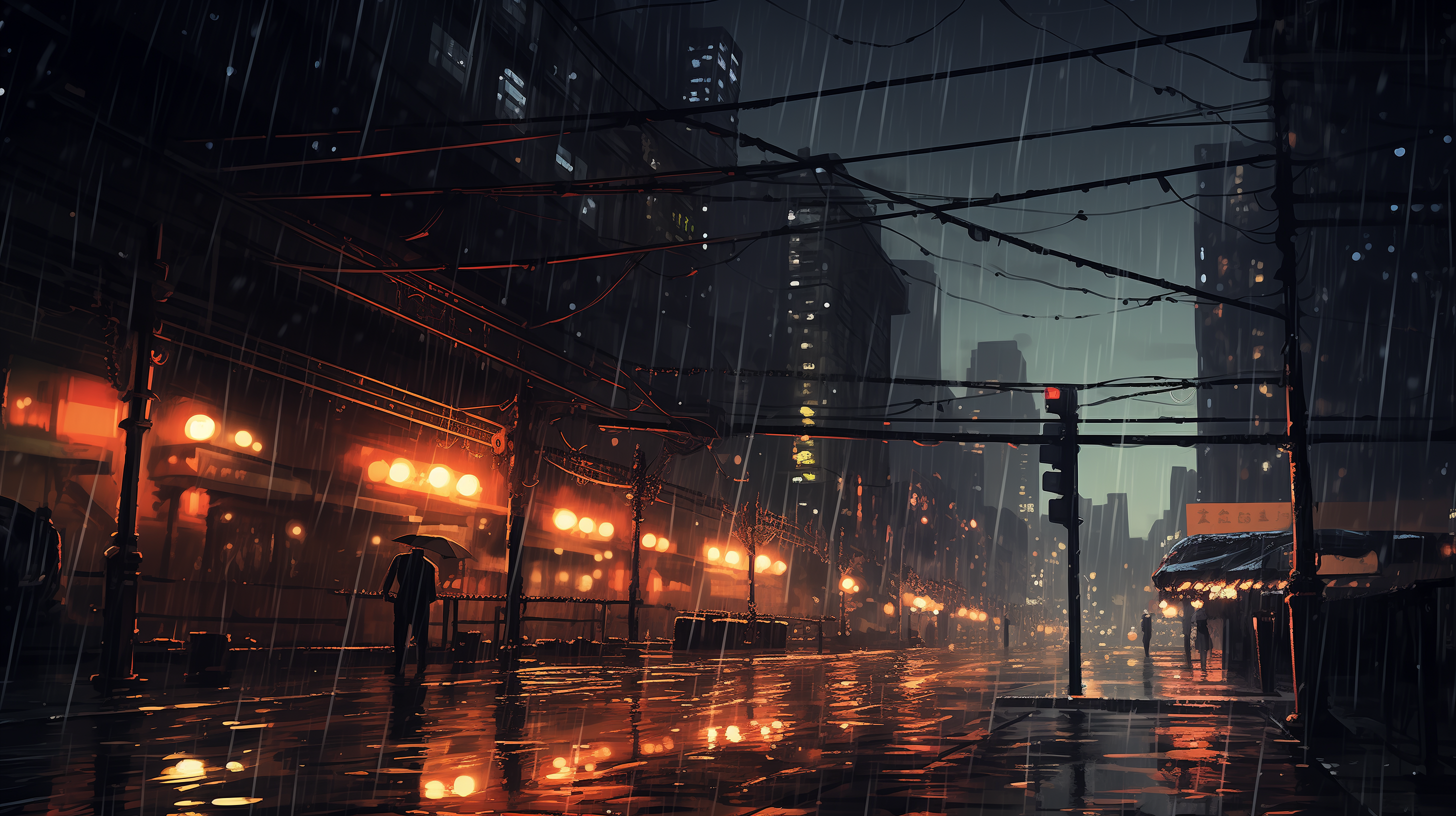 Neon Night City Landscape Cyberpunk Wallpaper by patrika