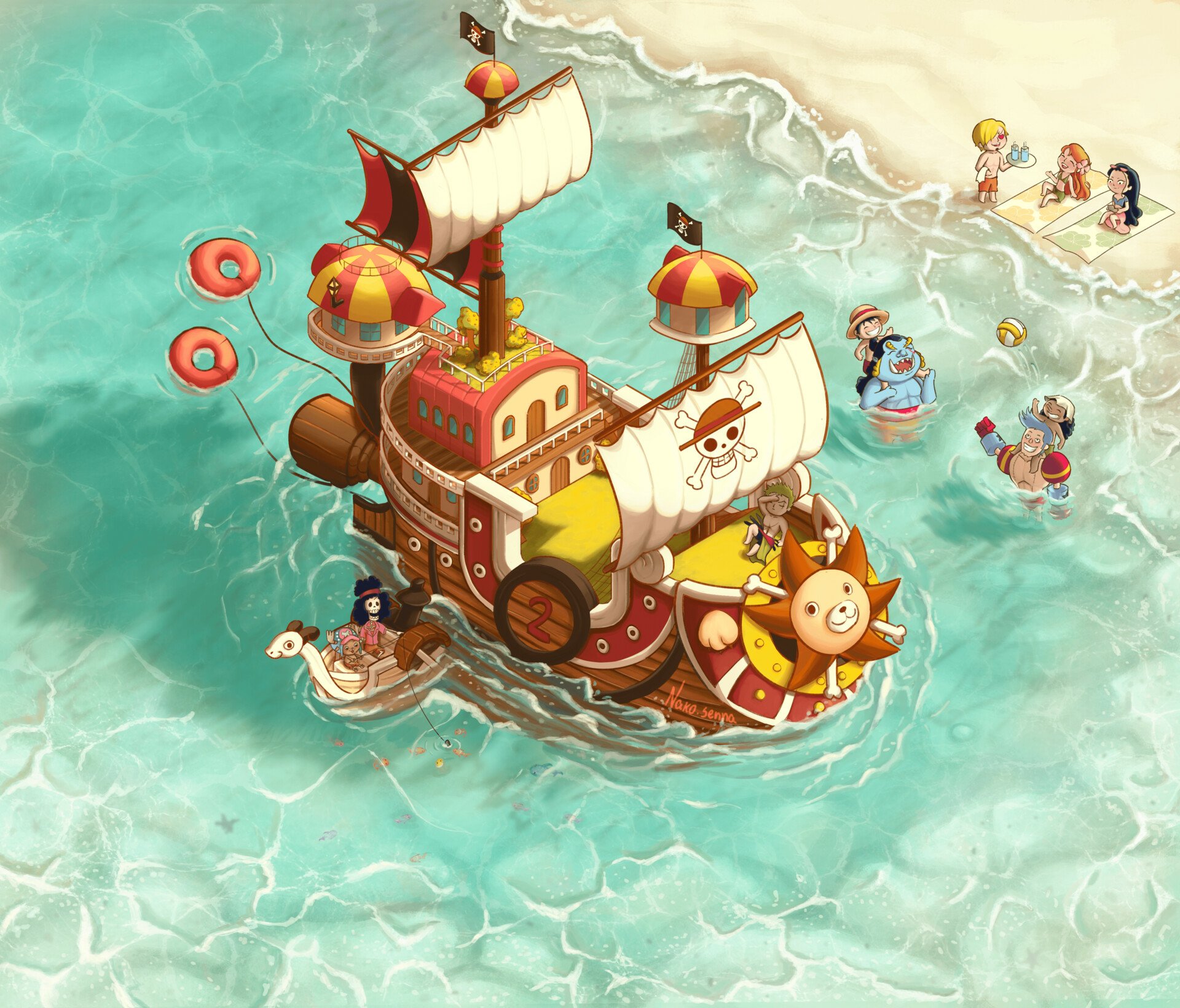 Going Merry and thousand sunny, One Piece anime, HD Wallpaper
