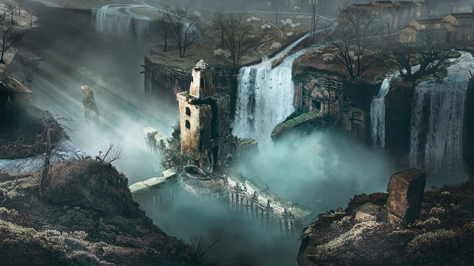 Download Ruin Waterfall Video Game Sherlock Holmes: The Awakened 8k Ultra HD Wallpaper