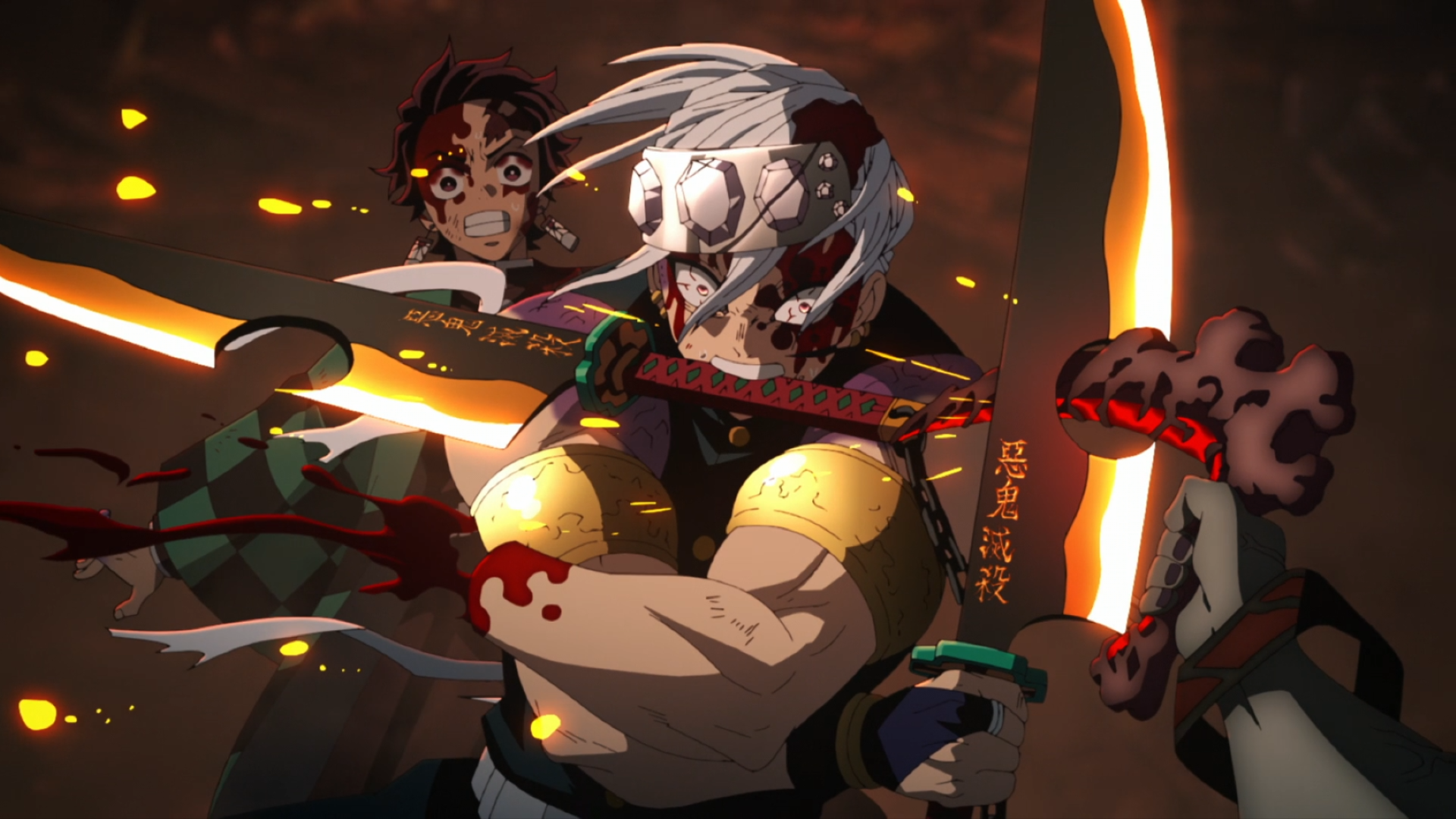 Download Demon Slayer: Kimetsu No Yaiba Tanjiro Kamado Tengen Uzui Gyutaro (Demon Slayer) Anime HD Wallpaper