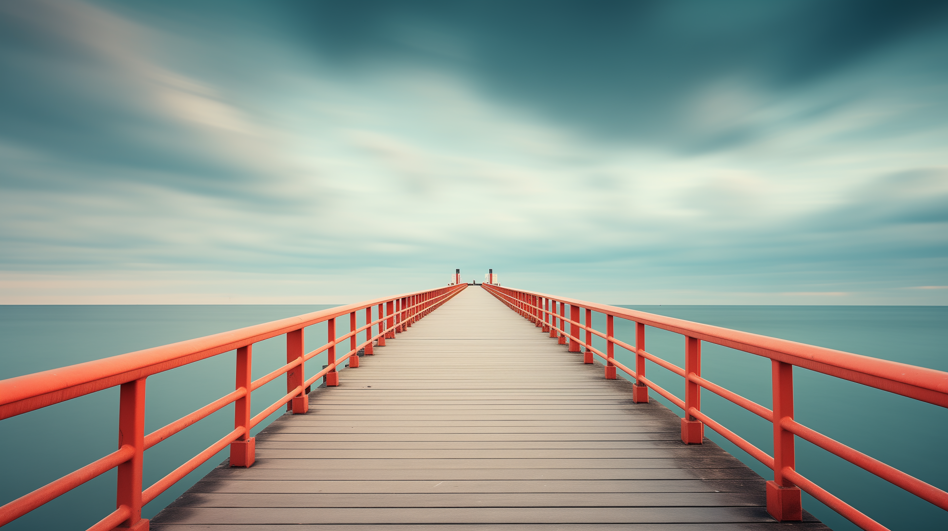 Serenity Pier with Expansive Sky HD Wallpaper by Laxmonaut